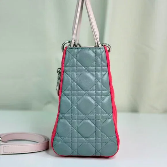 Dior Tri color Medium Lady Dior Shoulder Bag with Pink Quilted Design - Picture 2 of 9